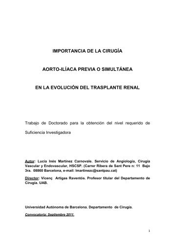 EVOLUCIÓN DE LOS TRASPLANTES RENALES - Recercat