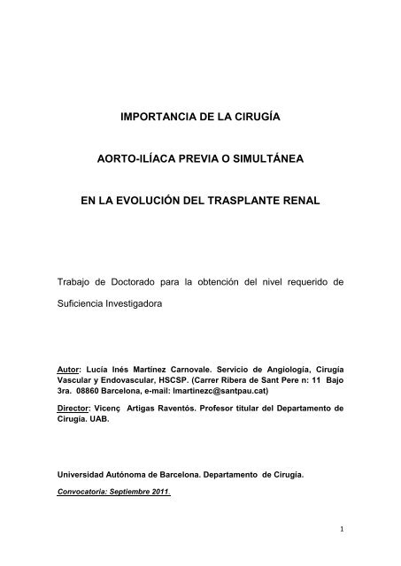 EVOLUCIÓN DE LOS TRASPLANTES RENALES - Recercat