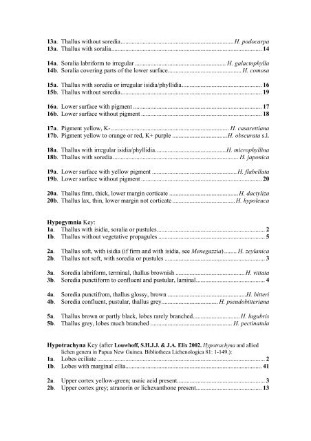 Keys to the macrolichens and checklist of the lichens and ...