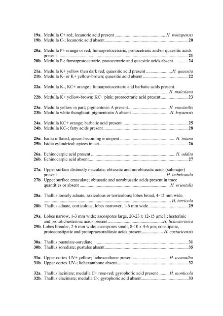 Keys to the macrolichens and checklist of the lichens and ...