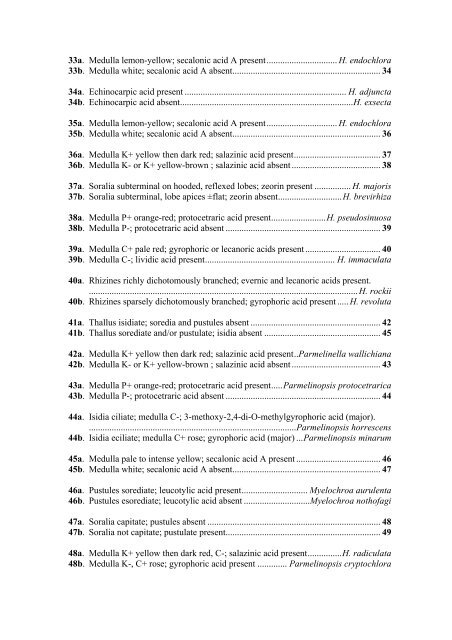 Keys to the macrolichens and checklist of the lichens and ...