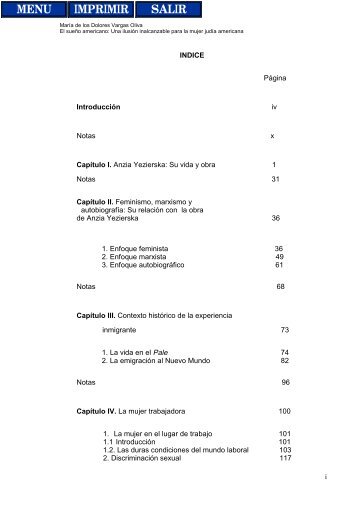 i INDICE Página Introducción iv Notas x Capítulo I. Anzia Yezierska ...
