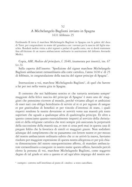 Istruzioni agli ambasciatori e inviati medicei in Spagna e nell'“Italia ...