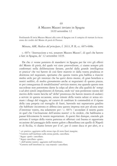 Istruzioni agli ambasciatori e inviati medicei in Spagna e nell'“Italia ...