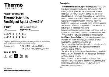 FastDigest ApaLI (Alw44I), #FD0044 - Thermo Scientific