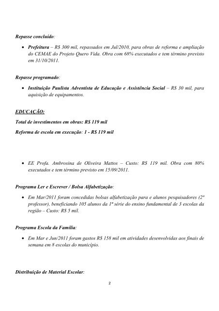 APIAÍ OBRAS E AÇÕES – GESTÃO 2011-2014 - PSDB-SP