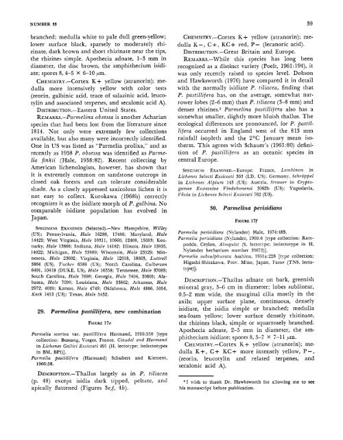 A Monograph of the Lichen Genus Parmelina Hale - Smithsonian ...