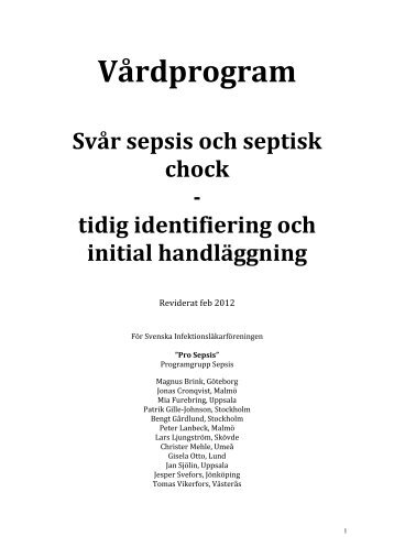 Svår sepsis och septisk chock - Infektion.net
