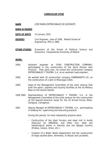 CURRICULUM VITAE NAME JOSÉ MARÍA ... - Acciona