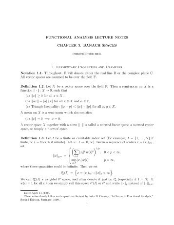 FUNCTIONAL ANALYSIS LECTURE NOTES CHAPTER 3. BANACH ...