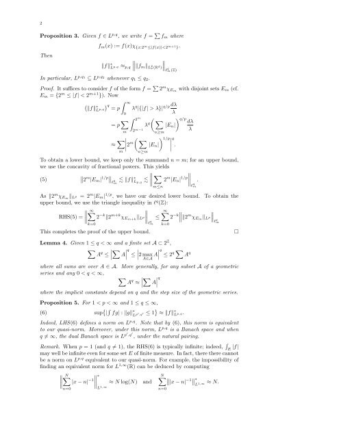 247A Notes on Lorentz spaces Definition 1. For 1 ≤ p < ∞ and f : R ...