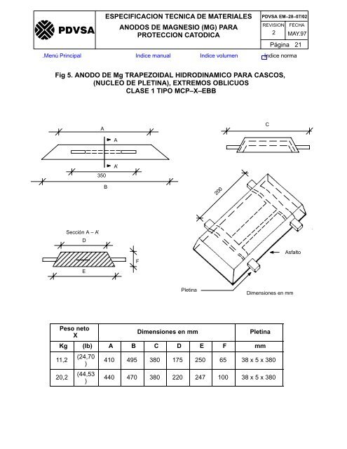 ANODOS DE MAGNESIO (Mg) PARA PROTECCION ... - sisman