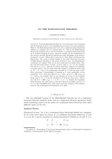 ON THE HAHN-BANACH THEOREM 1. What is it? - Universidad de ...