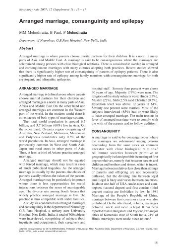 Arranged marriage, consanguinity and epilepsy - Neurology Asia