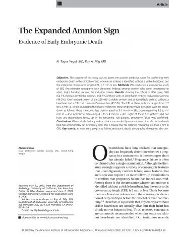 The Expanded Amnion Sign - Journal of Ultrasound in Medicine