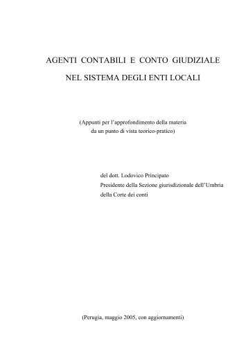 agenti contabili e conto giudiziale nel sistema degli enti locali