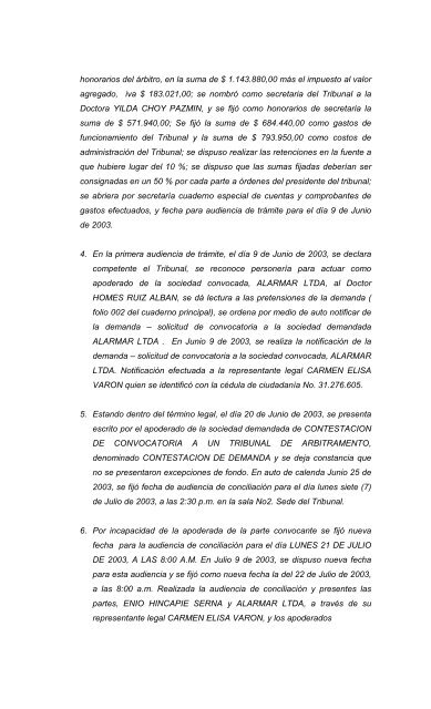 Enio Hincapie Ramírez Vs. Alarmar Ltda. - Cámara de Comercio de ...