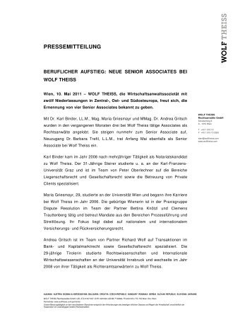 PRESSEMITTEILUNG - Wolf Theiss