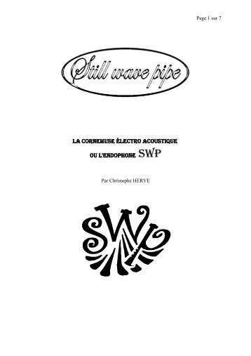 La cornemuse électro acoustique ou L'endophone SWP