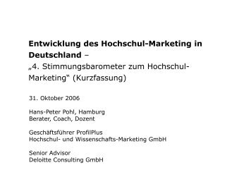 Entwicklung des Hochschul-Marketing in Deutschland - profilplus