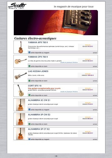 télécharger notre catalogue guitares électro-acoustiques au format Pdf