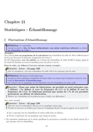 Chapitre 21 Statistiques : Échantillonnage