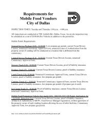 Requirements for Mobile Food Vendors City of Dallas