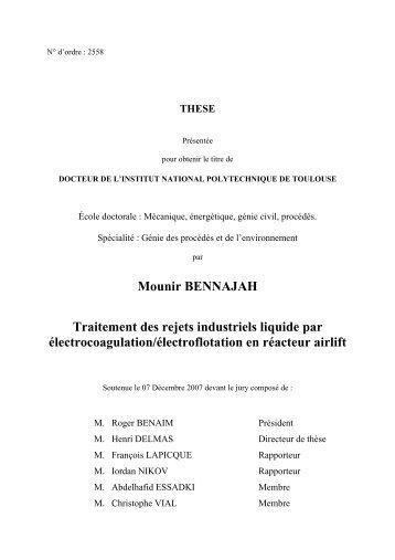 Traitement des rejets industriels liquide par électrocoagulation ...