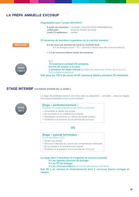 Les stages intensifs - Excosup