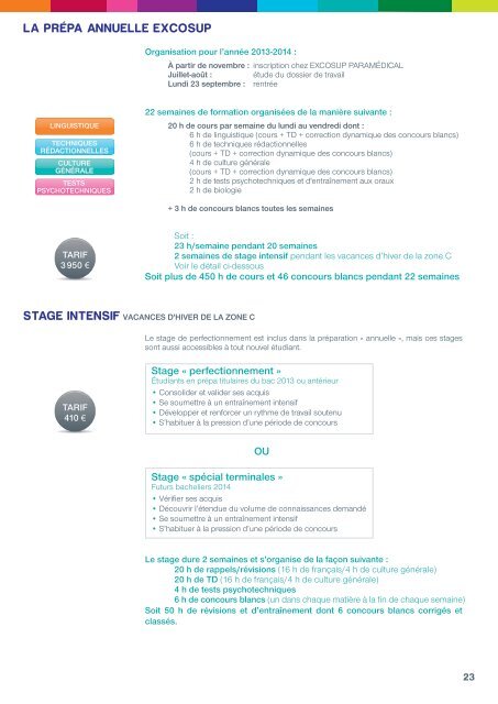 Les stages intensifs - Excosup