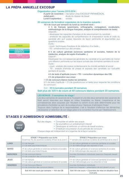 Les stages intensifs - Excosup