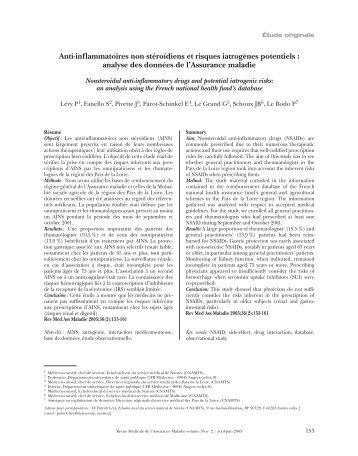 Anti-inflammatoires non stéroïdiens et risques iatrogènes potentiels ...