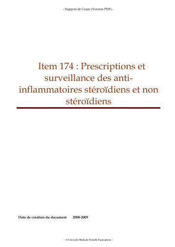 Item 174 : Prescriptions et surveillance des anti-inflammatoires ...