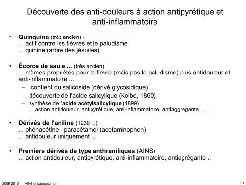 Anti-inflammatoires non-stéroïdiens (AINS) et paracétamol: