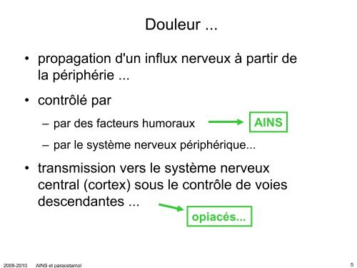 Anti-inflammatoires non-stéroïdiens (AINS) et paracétamol: