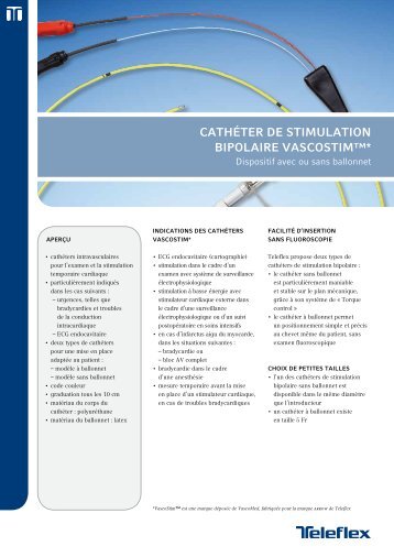 CATHÉTER DE STIMULATION BIPOLAIRE VASCOSTIM™*