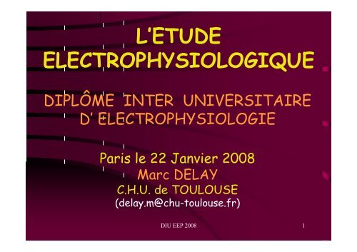 L'ETUDE ELECTROPHYSIOLOGIQUE