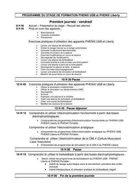 PROGRAMME FORMATION PHENIX USB et PHENIX Liberty