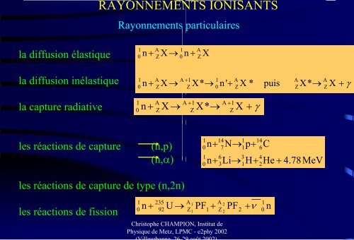 CLASSIFICATION DES RAYONNEMENTS - e2Phy