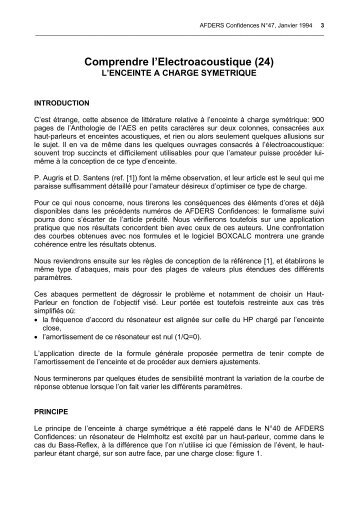 Comprendre l'Electroacoustique (24) - Conception des enceintes ...