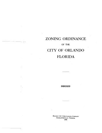 ZONING ORDINANCE CITY OF ORLANDO FLORIDA