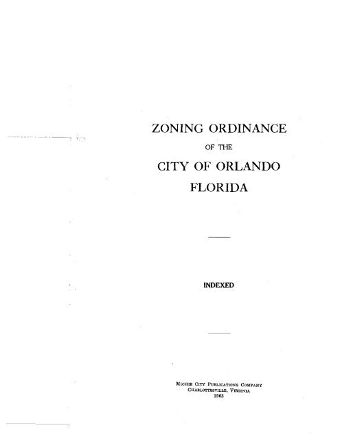 ZONING ORDINANCE CITY OF ORLANDO FLORIDA