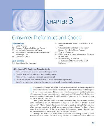 CHAPTER 3 Consumer Preferences and Choice