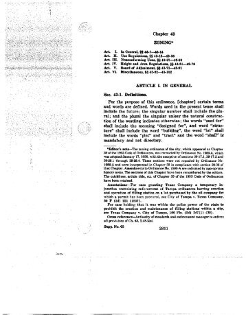 Chapter 43 ZONING* ARTICLE I. IN GENERAL Sec ... - City of Tampa
