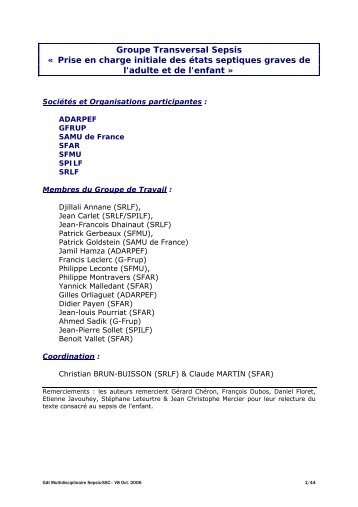 Groupe Transversal Sepsis « Prise en charge ... - Plan antibiotiques