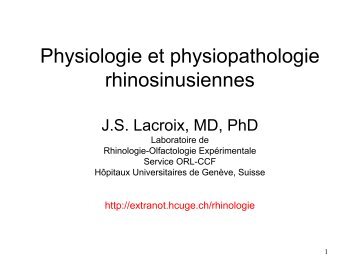 Physiologie et physiopathologie rhinosinusienne