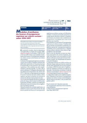 Modalités d'attribution des bourses d'enseignement supérieur sur ...