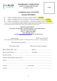 DOSSIER DE CANDIDATURE Candidature pour le MASTER ...