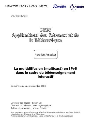 DESS Applications des Réseaux et de la Télématique - Renater