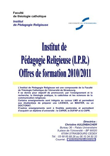 IPR Formations 2010-11 (pdf) - Service Diocésain de l ...